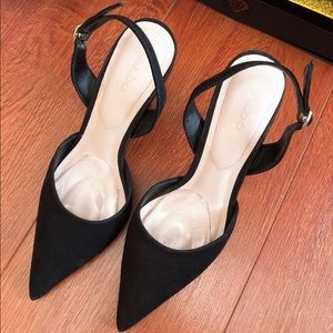 ALDO mid heel sling back black pumps